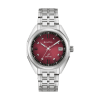 Bulova 96B401 herreklokke med burgunderrød urskive, sølvfargede detaljer og lenke i rustfritt stål