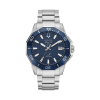 Bulova 96B433 herreklokke med blå bølgemønstret skive, roterende bezel og lenke i rustfritt stål sett forfra