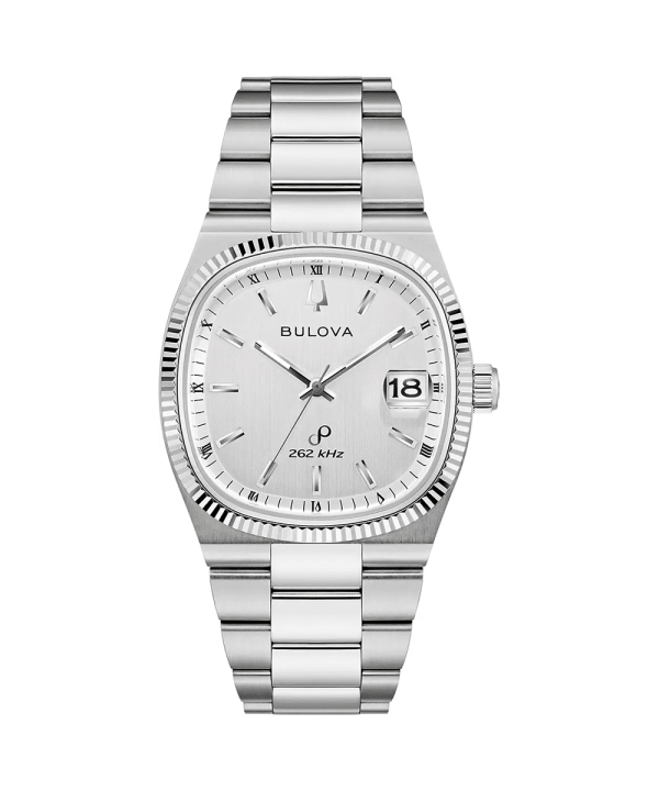 Bulova Super Seville 96B444 herreklokke med sølvfarget skive, rustfritt stål og integrert lenke