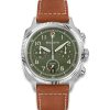 Bulova Military VW1 Chronograph 43mm - 96B482 med grønn skive, chronograph underskiver og brun skinnrem