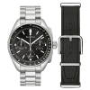 bulova lunar pilot 96k111 med stållenke og ekstra sort skinnrem