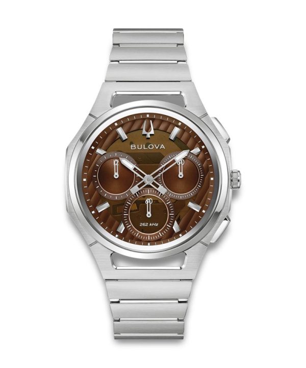 Bulova Curv Progressive Sport 42mm - 96K117 med brun skive, chronograph underskiver og stållenke