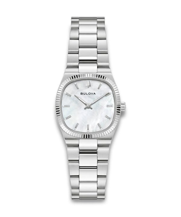 Bulova Classic Super Seville 25mm - 96L353 med perlemorskive, riflet bezel og stållenke