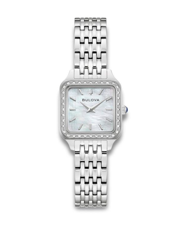 Bulova Classic Sutton Square 23mm - 96R256 med firkantet kasse, glitrende detaljer og stållenke