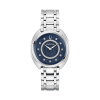 Bulova Classic Duality 96X160 dameklokke med blå perlemorskive, diamantdetaljer og utskiftbare remmer.