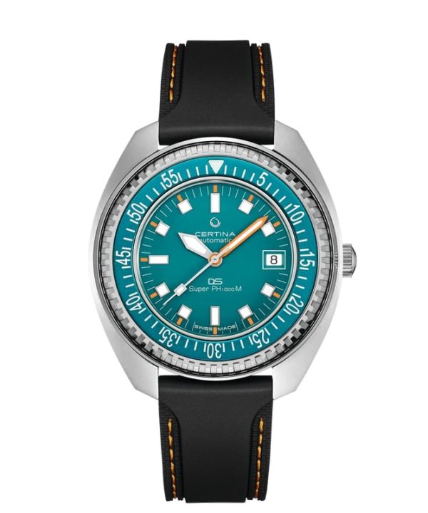 Certina DS Super PH1000M STC C024.907.17.041.10 dykkerklokke med turkis skive og gummirem