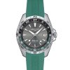 Certina DS-X GMT C047.452.17.081.00 herreklokke i stål med grå urskive, GMT- og kompassring og grønn gummirem.
