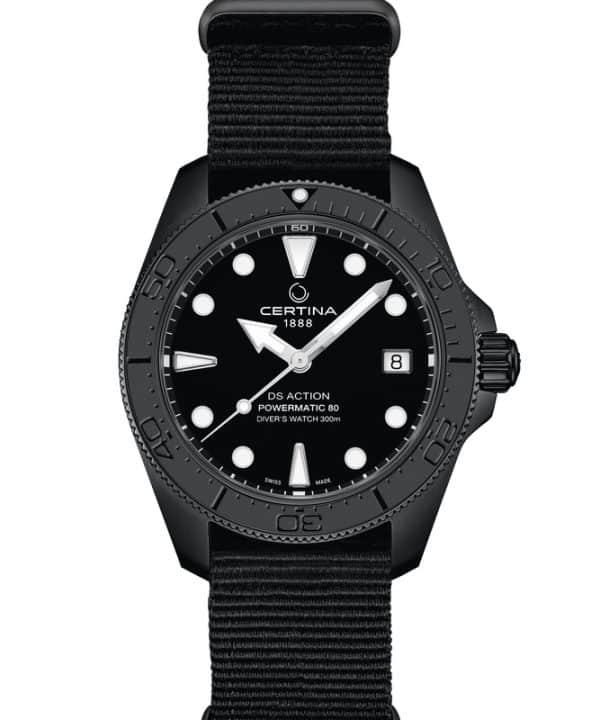 Certina DS Action Diver 38mm Powermatic 80 C048.807.38.051.00 helsort med NATO rem