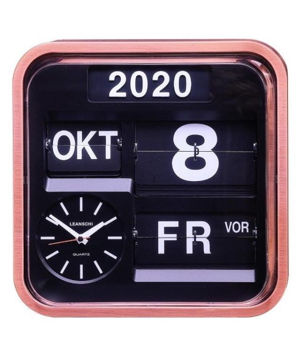 Leanschi Large, vintage-looking, full Annual Calendar and Wall-Clock with digital, flip-display (in German) - Bilde 4