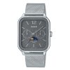 Casio Timeless MTP-M305M-8AVER firkantet klokke med grå skive og mesh lenke