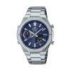 Casio Edifice ECB-S10D-2AEF analog digital klokke i stål med blå urskive og safirglass.