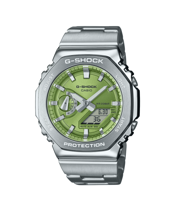 G Shock GM-2110D-3AER med grønn skive og stållenke