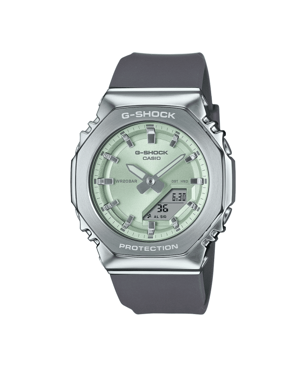 Casio G Shock GM-S2110-3AER med stålringe og lysegrønn skive