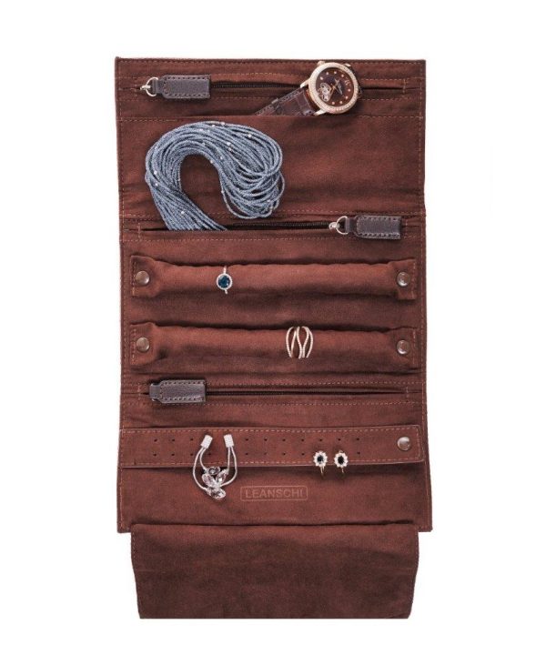 Alternative view of Leanschi jewellery travel pouch/brown