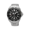 Seiko Prospex SRPF03K1 Samurai dykkerklokke i stål med sort urskive, automatisk verk og 200 m vannmotstand.