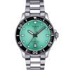 Tissot Seastar 1000 T120.410.11.091.00 herreklokke med turkis gradert bølgemønstret skive, sort dykkerbezel, datovisning ved klokken 6 og stållenke i rustfritt stål.