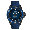Tissot Seastar 2000 T120.907.37.041.00 herreklokke med blå bølgemønstret skive, blå keramisk dykkerbezel, sort PVD belagt stålkasse, datovisning ved klokken 6 og blå gummirem.
