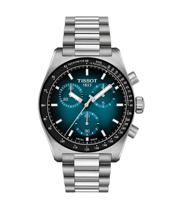 Tissot PR516 40mm T149.417.11.041.01 kronograf med blågrønn skive og stållenke